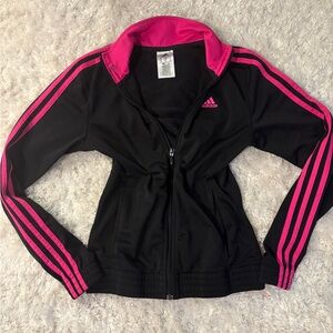 Adidas Black Jacket with Pink Stripes